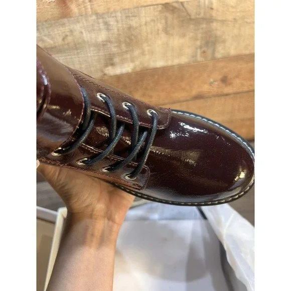 SO Women's Burgundy Lace Up Boots - Picture 5 of 10